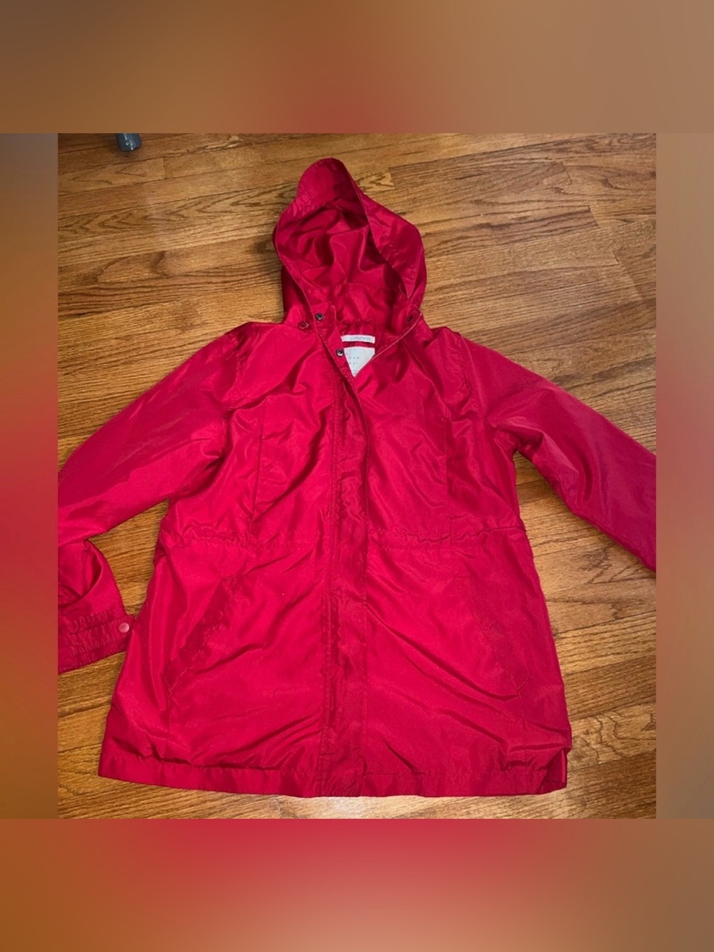 Womens  Red Hooded Rain Jacket size Medium